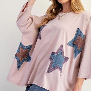 Easel Mineral Washed Star Patch Top